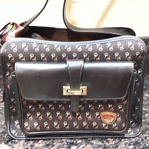 Gucci Brown Monogram Crossbody with Pink Pattern Accents